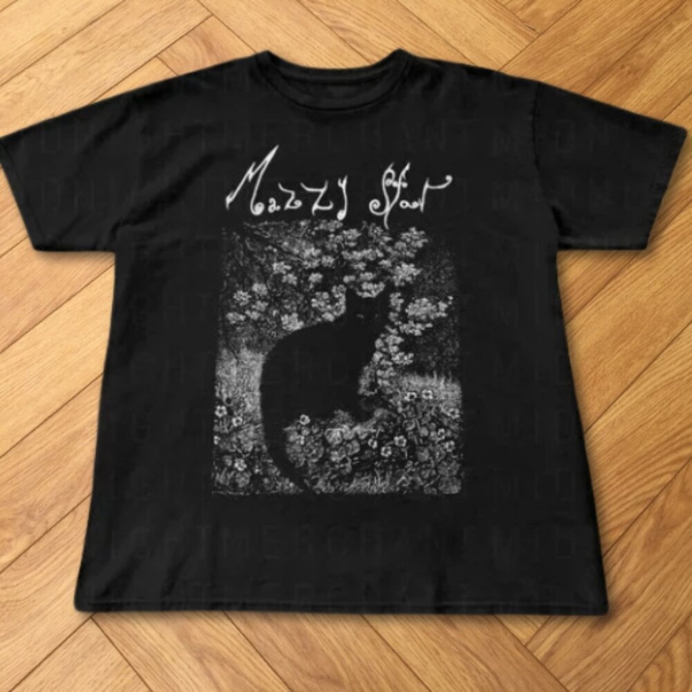Black - Mazzy Star Cat Shirt, 90s Alternative Rock, Hope Sandoval Tee